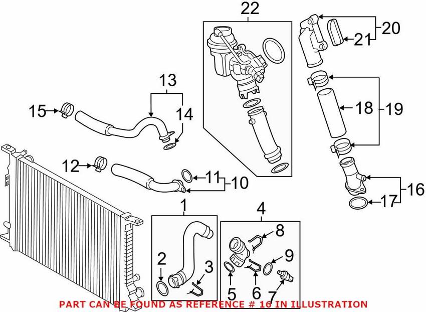 Audi Engine Coolant Outlet Flange 079121147G